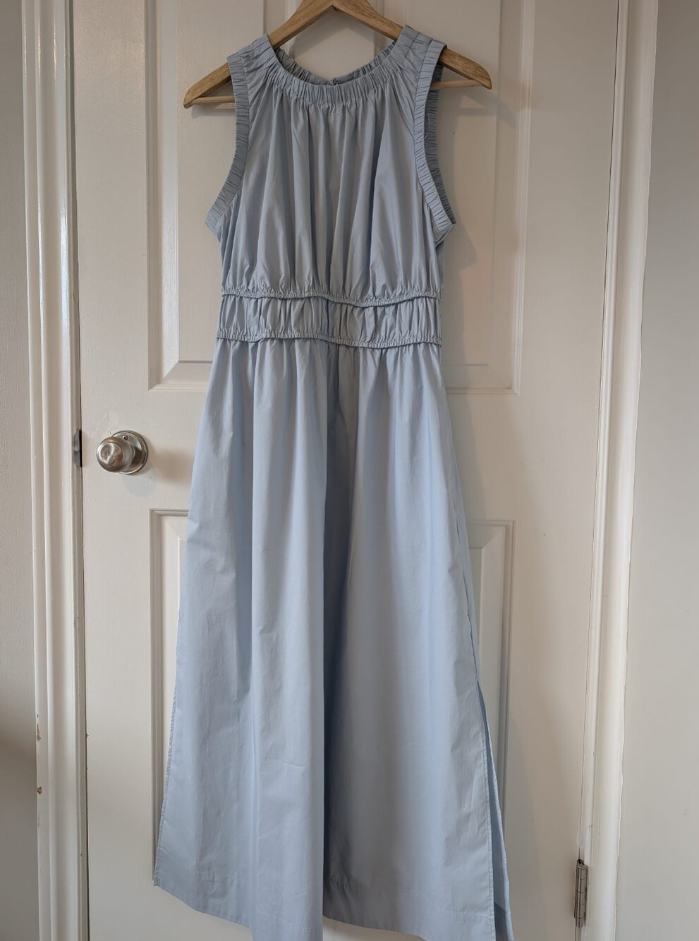 Piper Pale Blue Sleeveless Smocked Waist Maxi Dress